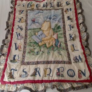 Vtg Rare Winnie The Pooh Classic Red Calliope Baby Crib Blanket Quilt 1999 ABC